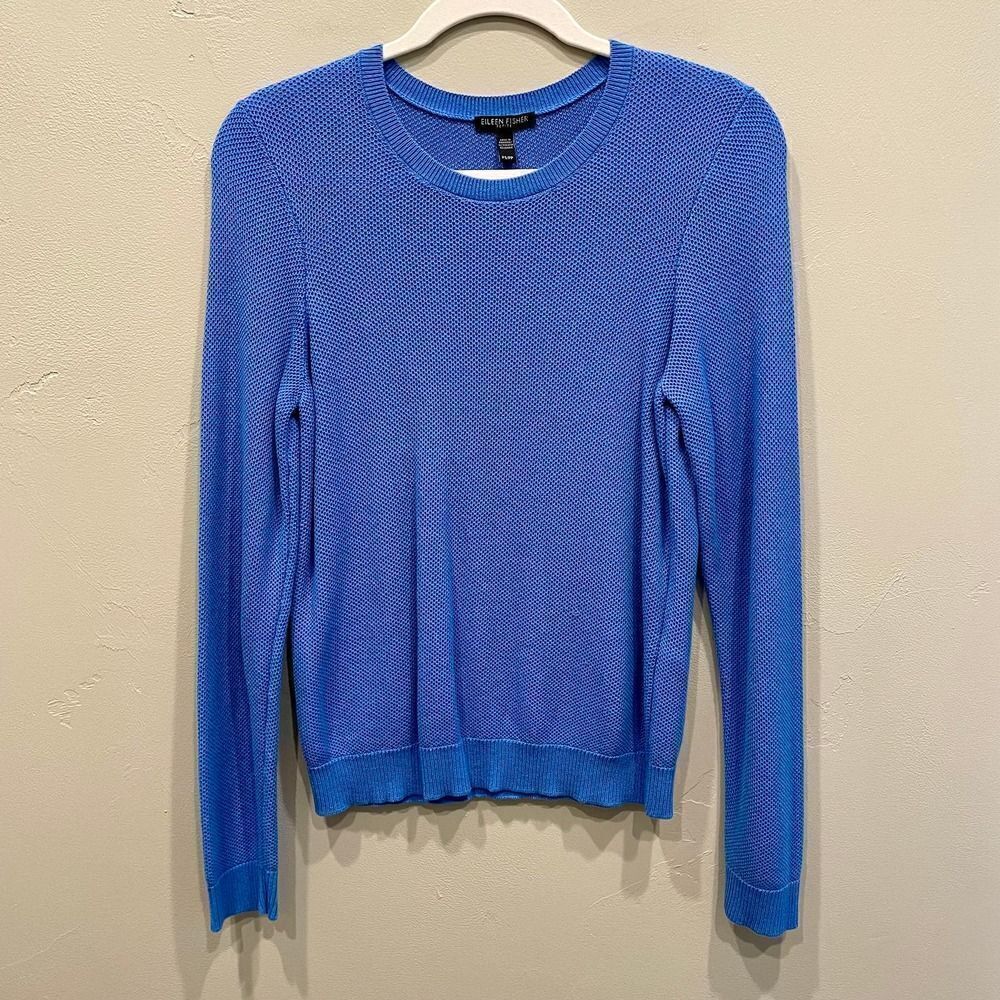 Eileen Fisher Petite Blue Knit Sweater - Size: PS/PP